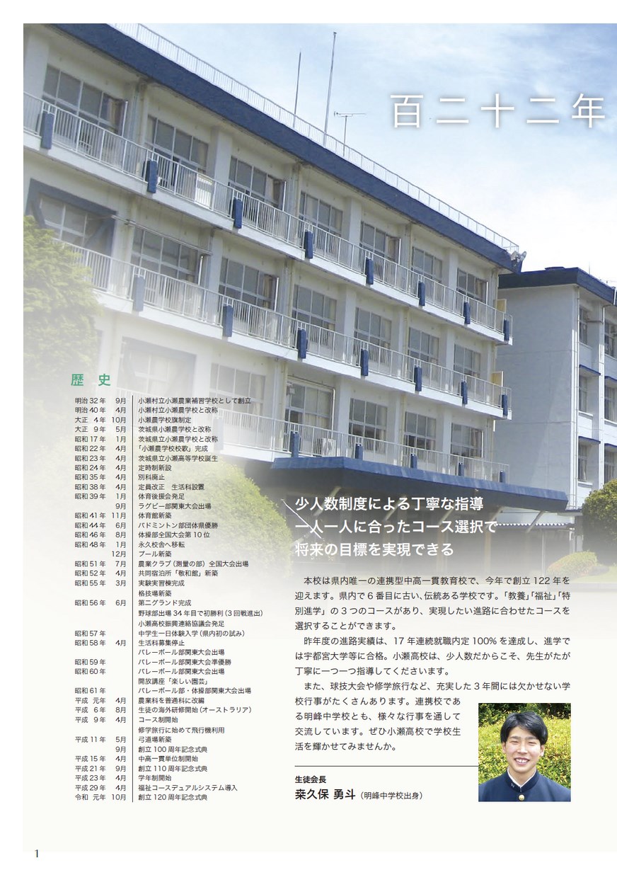 茨城県立小瀬高等学校／ハイスクールガイド2022